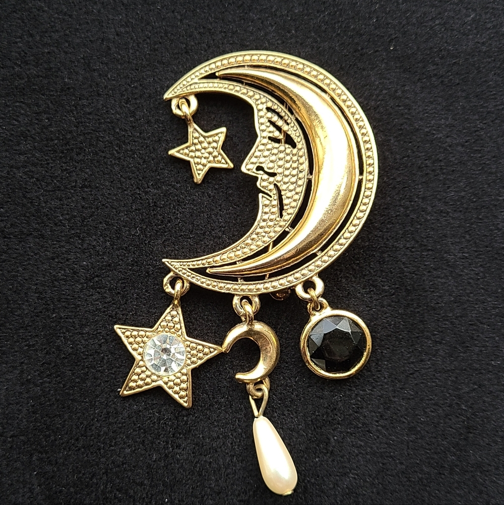 Juliana Anthropomorphic Man On The Moon Vintage Brooch